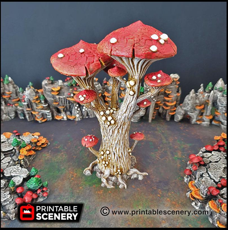 Magic Mushrooms Tree Set - Printable Scenery | DnD | Cave | Swamp | Trees | Scatter Terrain | Wargaming | Goblin Grotto | 28mm 15mm 32mm