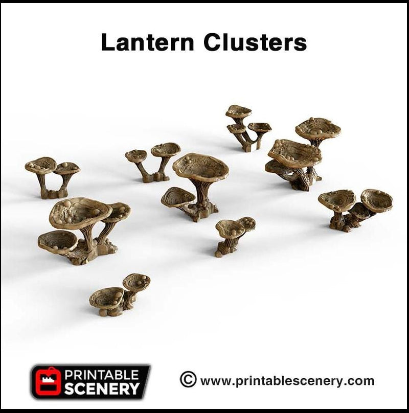 Lantern Clusters Mushroom Set - Printable Scenery | DnD | Cave | Swamp | Trees | Scatter Terrain | Wargaming, Goblin Grotto | 28mm 15mm 32mm
