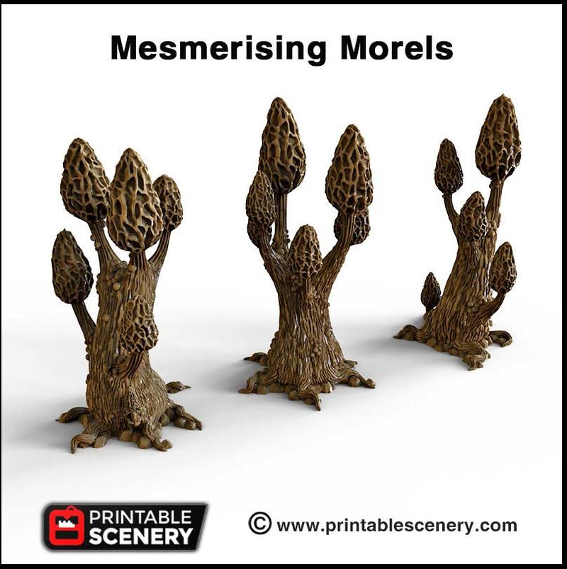 Mesmerizing Morels Mushroom Tree Set - Printable Scenery | DnD | Cave | Swamp | Scatter Terrain | Wargaming | Goblin Grotto | 28mm 15mm 32mm