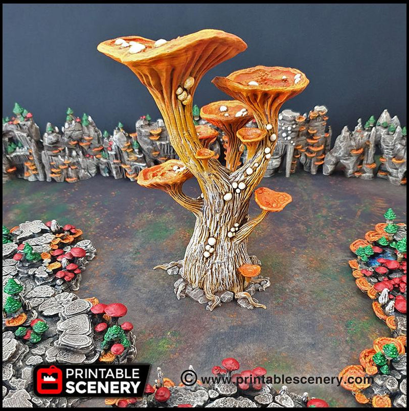 Blooming Lanterns Mushroom Tree Set - Printable Scenery | DnD | Cave | Swamp | Scatter Terrain | Wargaming | Goblin Grotto | 28mm 15mm 32mm