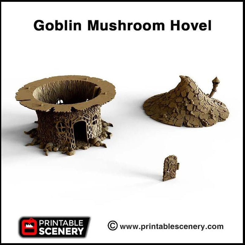 Goblin Mushroom Hovel - Printable Scenery | DnD | Goblin Grotto | Swamp | Scene | Scatter Terrain | Wargaming | Pathfinder | 28mm 15mm 32mm