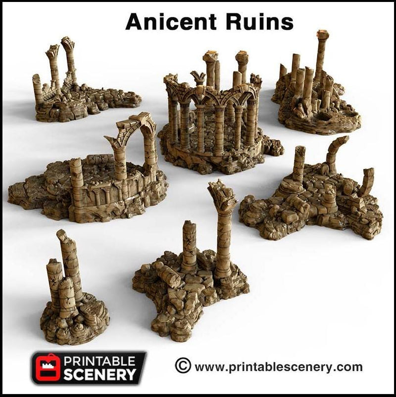 The Ancient Ruins - Printable Scenery | DnD | Goblin Grotto | Ruin | Castle | Scatter Terrain | Wargaming | Pathfinder | 28mm 15mm 32mm
