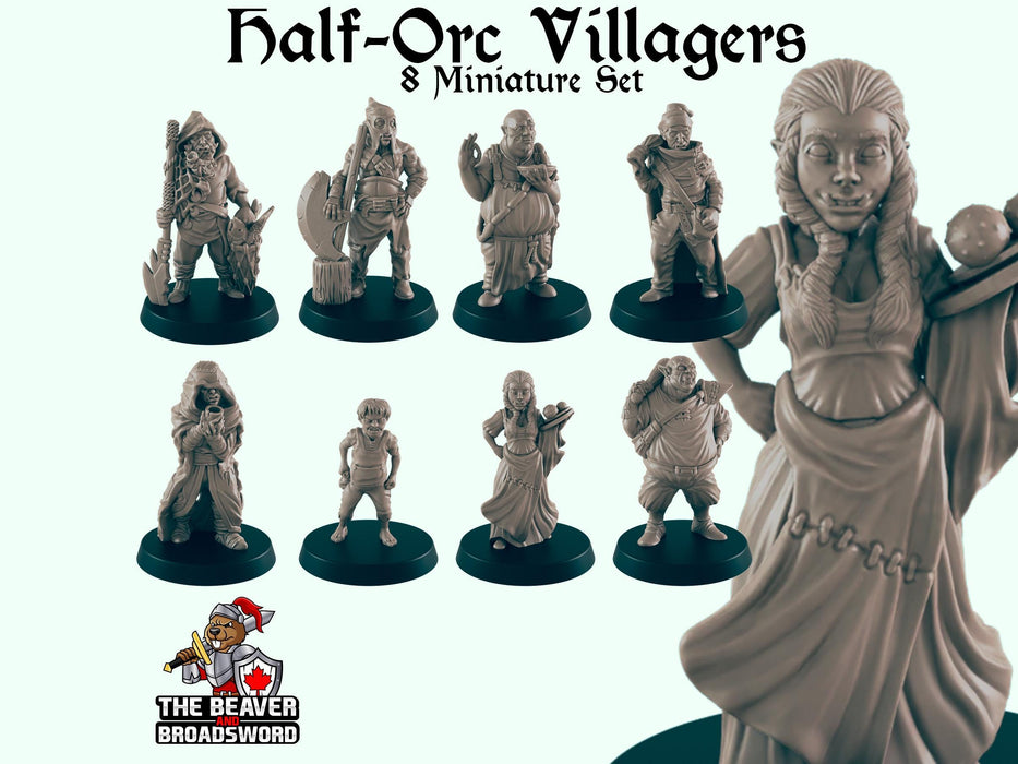 8 Half Orc Villager Miniature Pack