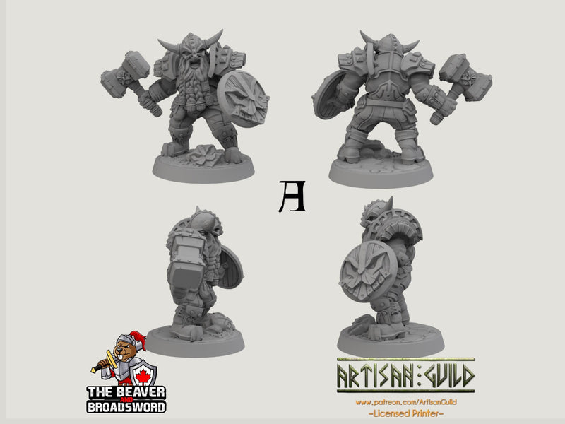 Dwarven Defenders mini set - Artisan Guild | DnD | Fighter | Barbarian | Dwarf | Cleric | Paladin | Pathfinder, TTRPG, Wargaming, Frostgrave