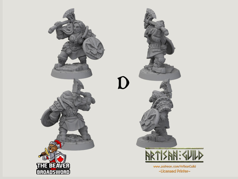 Dwarven Defenders mini set - Artisan Guild | DnD | Fighter | Barbarian | Dwarf | Cleric | Paladin | Pathfinder, TTRPG, Wargaming, Frostgrave