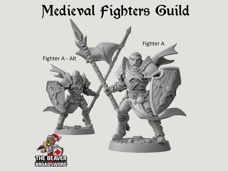 Fighter's Guild dnd mini set - Artisan Guild | Barbarian | Knight | Cleric | Paladin, Pathfinder, TTRPG, Wargaming, Warrior, Human, medieval