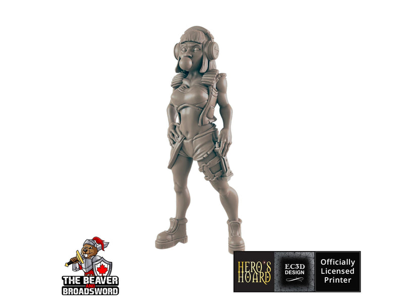 Bubblegum Sally Sci-fi Mini - EC3D | Legion | Cyberpunk | Starfinder | Scifi | Futuristic | Cybernetic | Female | VR | 28mm | 32mm Infinity