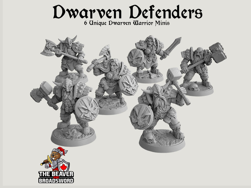 Dwarven Defenders mini set - Artisan Guild | DnD | Fighter | Barbarian | Dwarf | Cleric | Paladin | Pathfinder, TTRPG, Wargaming, Frostgrave