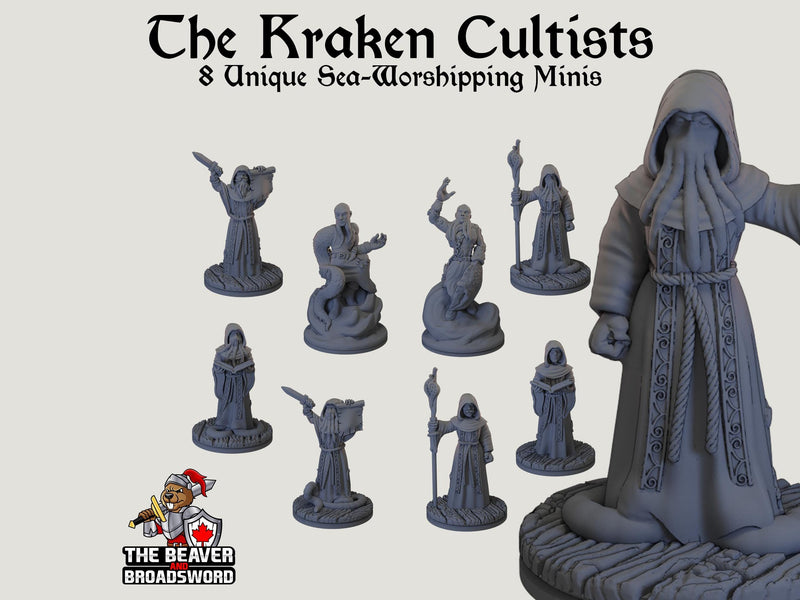 The Call of the Deep dnd mini set - EC3D | Pathfinder 2E | Ocean | Sea | Cultist | Shark | Ocean | 32mm 28mm | TTRPG | Wargaming, Underwater