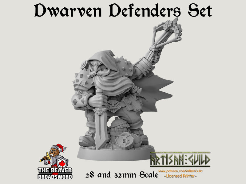 Dwarven Defenders mini set - Artisan Guild | DnD | Fighter | Barbarian | Dwarf | Cleric | Paladin | Pathfinder, TTRPG, Wargaming, Frostgrave