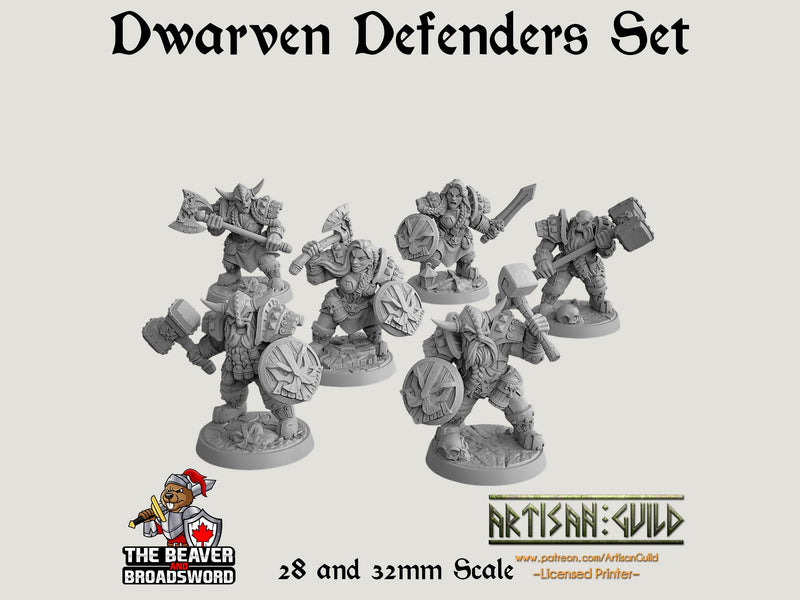 Dwarven Defenders mini set - Artisan Guild | DnD | Fighter | Barbarian | Dwarf | Cleric | Paladin | Pathfinder, TTRPG, Wargaming, Frostgrave