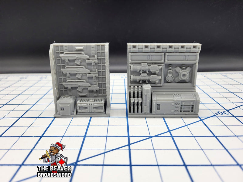 Scifi Small Armory - EC3D , Infinity, Legion, Sci-fi, Cyberpunk, Starfinder, tabletop terrain, Sci-fi Scenery, Wargaming, Space, Weapons