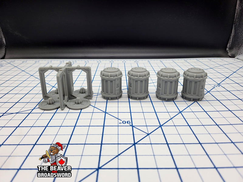 Scifi Cargo Cannisters and Frame - EC3D , Infinity, Legion, Cyberpunk, Starfinder, tabletop terrain, Sci-fi Scenery, Wargaming, Space Hangar