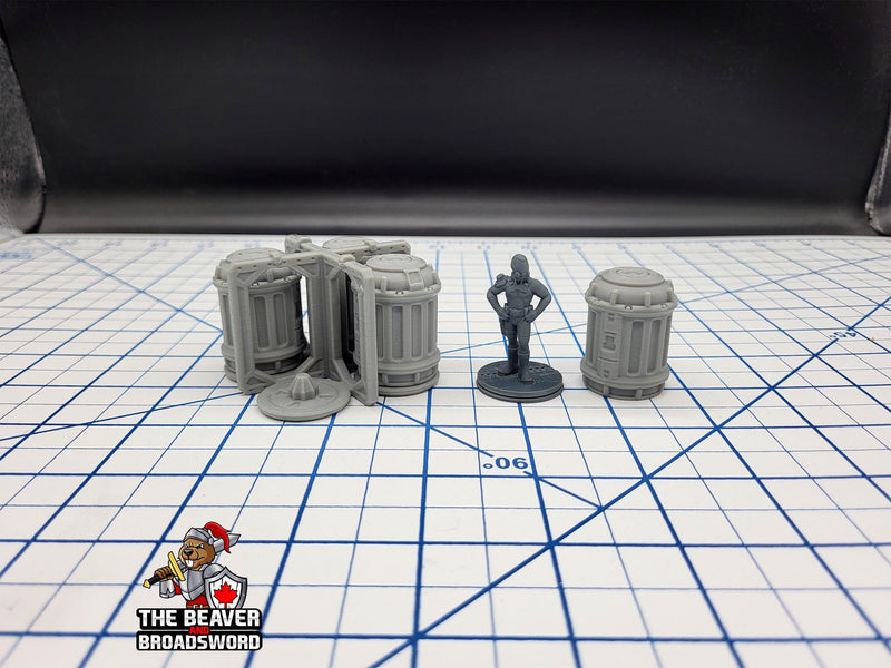 Scifi Cargo Cannisters and Frame - EC3D , Infinity, Legion, Cyberpunk, Starfinder, tabletop terrain, Sci-fi Scenery, Wargaming, Space Hangar