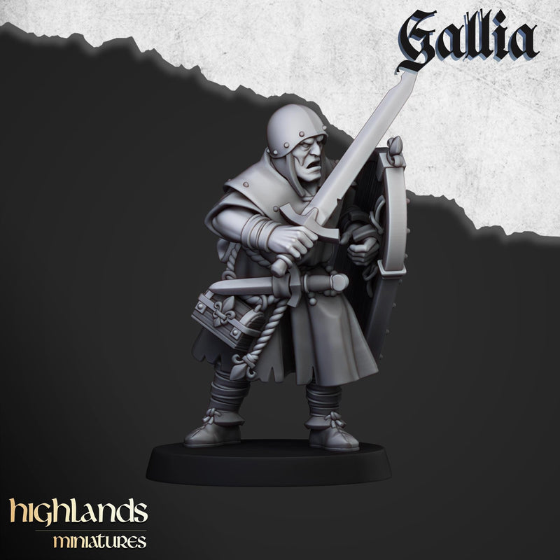 Gallia Pilgrims Miniature Set - 28/32mm Scale Premium Resin Models for Wargaming and ttRPG, DnD, Human, Gallia, Durable, High Quality, Grail