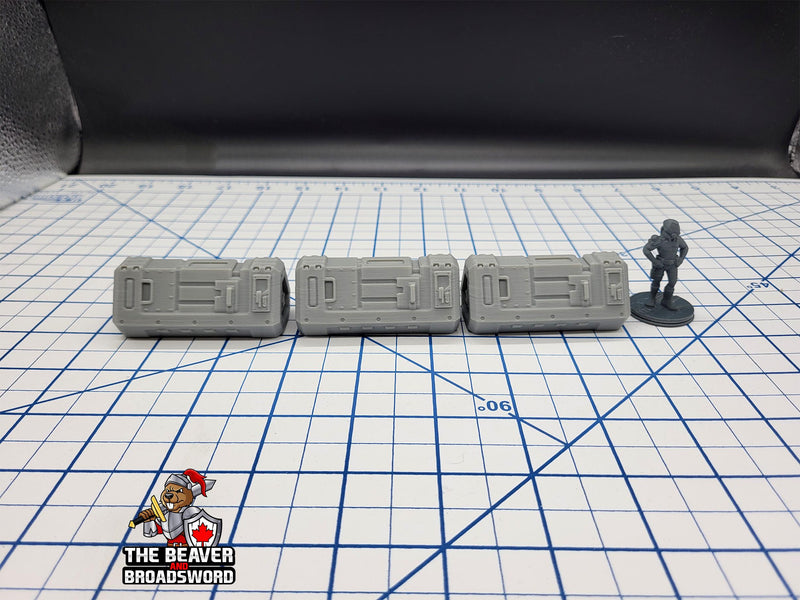 Scifi Medium Cargo Containers - EC3D , Infinity, Legion, Cyberpunk, Starfinder, tabletop terrain, Sci-fi Scenery, Wargaming, Space Hangar