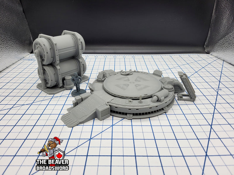 Scifi Landing Pad Set - EC3D , Infinity, Legion, Cyberpunk, Starfinder, tabletop terrain, Sci-fi Scenery, Wargaming, Vehicle, Space, hangar