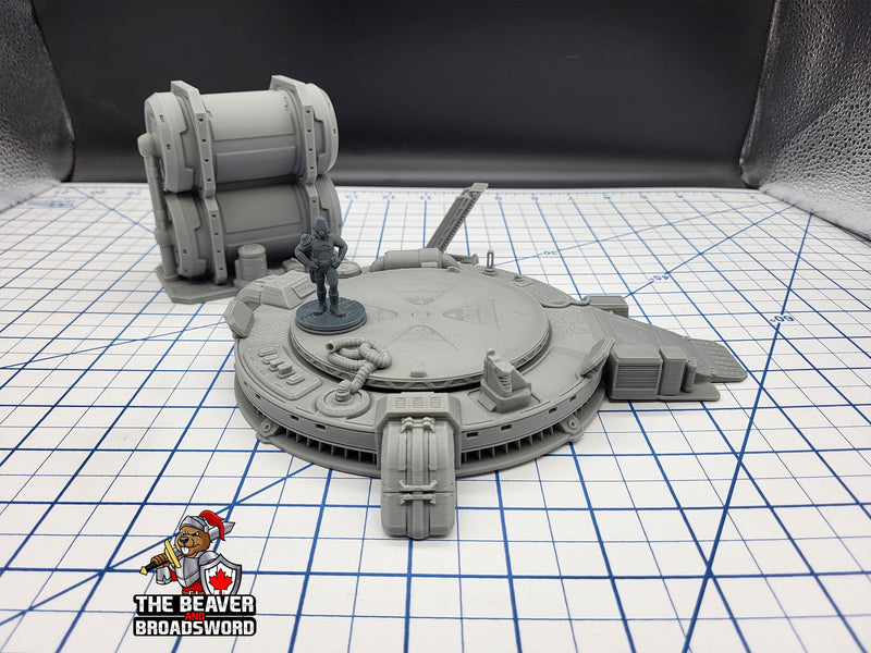 Scifi Landing Pad Set - EC3D , Infinity, Legion, Cyberpunk, Starfinder, tabletop terrain, Sci-fi Scenery, Wargaming, Vehicle, Space, hangar