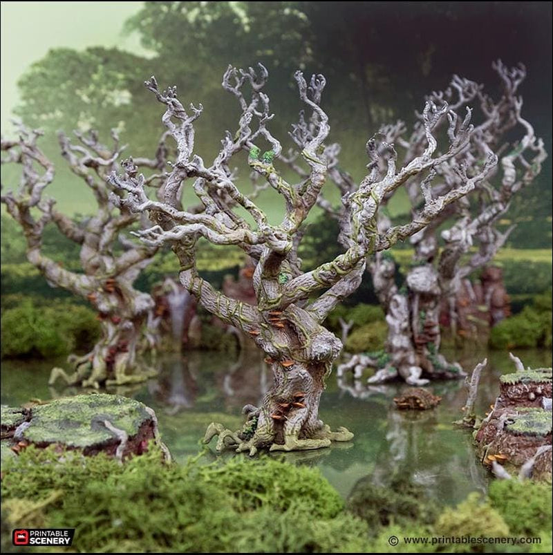Wildwood Trees - The Gloaming Swamps by Printable Scenery, DnD, Wargaming, High Quality 3D Printed, Swamp Theme, 28mm 32mm scales, D&D