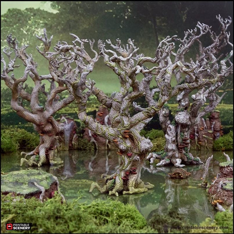 Wildwood Trees - The Gloaming Swamps by Printable Scenery, DnD, Wargaming, High Quality 3D Printed, Swamp Theme, 28mm 32mm scales, D&D