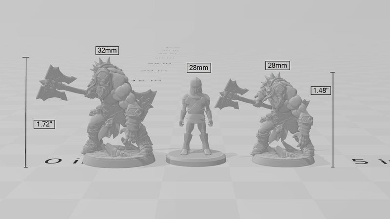 Mountain Orc A Fighter, Barbarian, Ranger premium DnD mini - High Quality Resin Printed 28mm 32mm Tabletop Miniature, Tough Durable Figurine