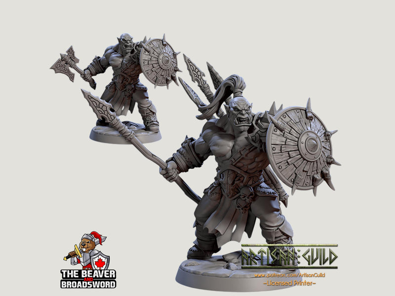 Mountain Orc B Fighter, Barbarian, Ranger premium DnD mini - High Quality Resin Printed 28mm 32mm Tabletop Miniature, Tough Durable Figurine
