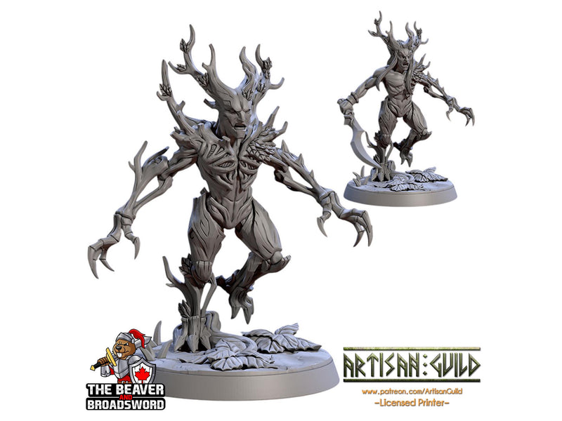 Barkwraith Spriggan E, Fighter, Monster, Fey, Dryad, Forest, Elven- High Quality Resin Printed 28mm 32mm Tabletop Miniature, Tough Figurine