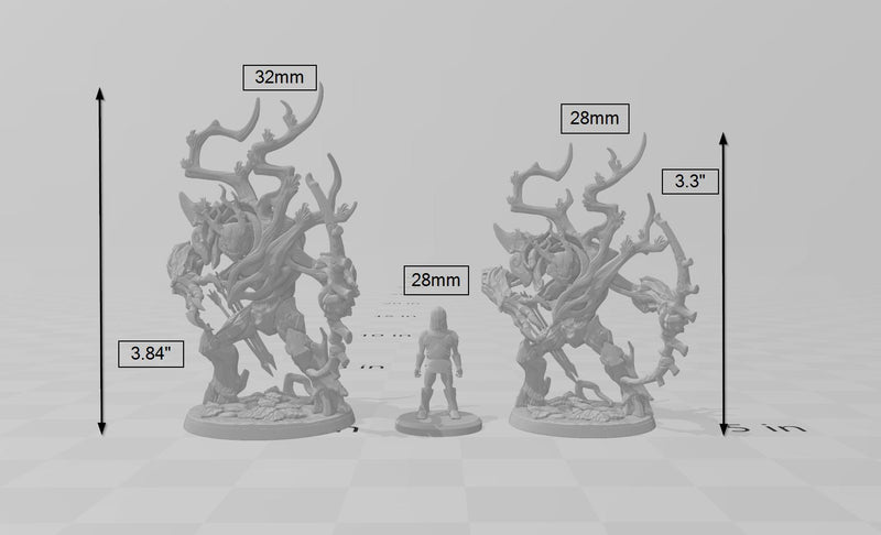 Barkwraith Primordial A, Ent, Monster, Fey, Dryad, Tree, Elven- High Quality Resin Printed 28mm 32mm Tabletop Miniature, Tough Figurine