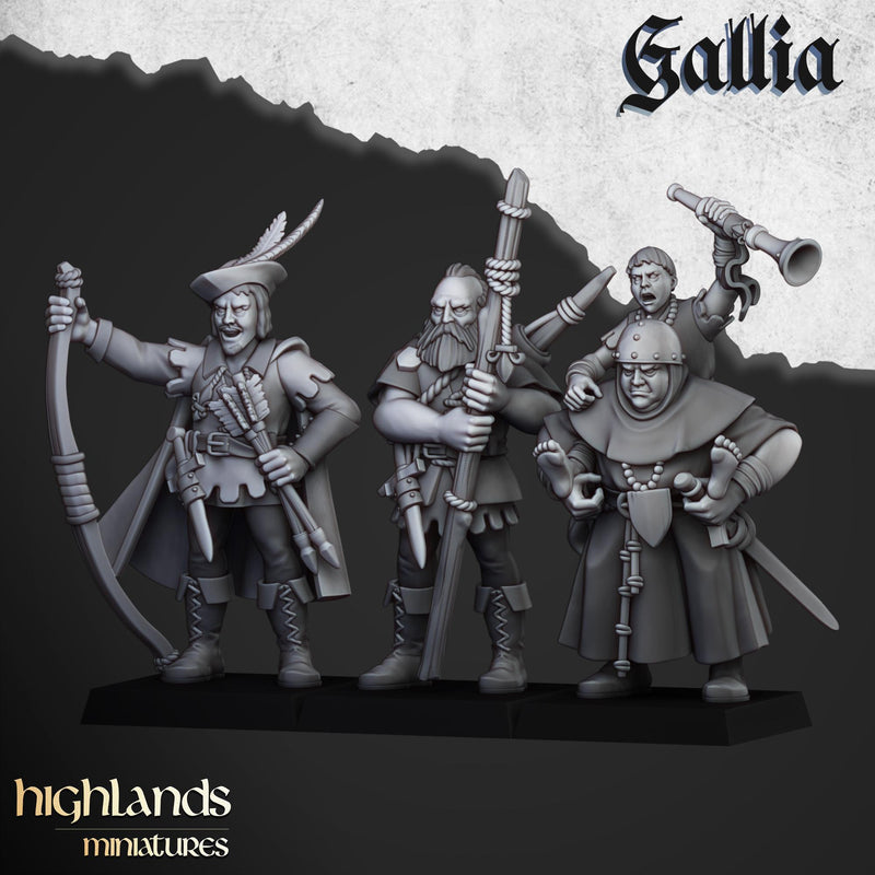 Sherwood Archers - 28/32mm Scale Premium Resin Models for Wargaming and ttRPG, DnD, Human, Gallia, Durable, High Quality, Archer Unit, Hero