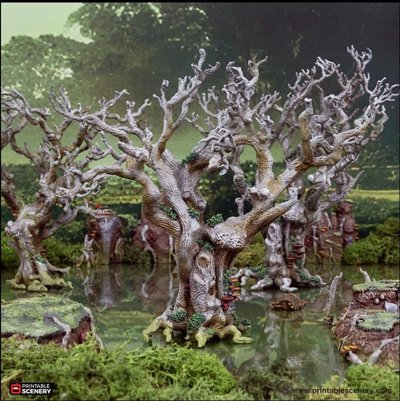 Wildwood Trees - The Gloaming Swamps by Printable Scenery, DnD, Wargaming, High Quality 3D Printed, Swamp Theme, 28mm 32mm scales, D&D