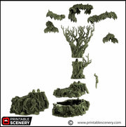 Giant Swamp Tree and Hovel - The Gloaming Swamps by Printable Scenery, DnD, Wargaming, High Quality 3D Printed, 28mm 32mm scales, D&D