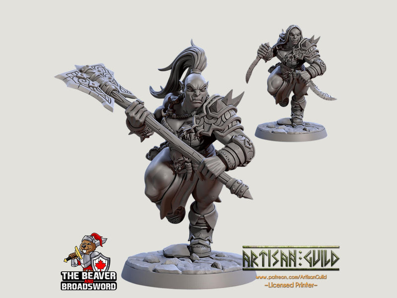 Mountain Orc E Fighter, Barbarian, Ranger premium DnD mini - High Quality Resin Printed 28mm 32mm Tabletop Miniature, Tough Durable Figurine
