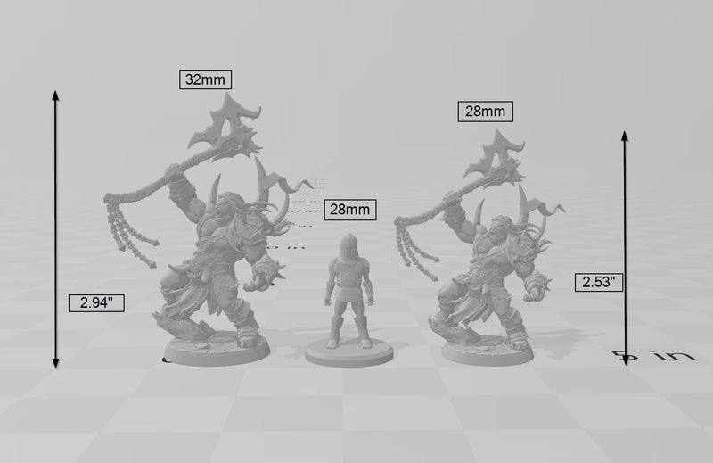 Mountain Orc Warlord, Barbarian, Fighter premium DnD mini - High Quality Resin Printed 28mm 32mm Tabletop Miniature, Tough Durable Figurine