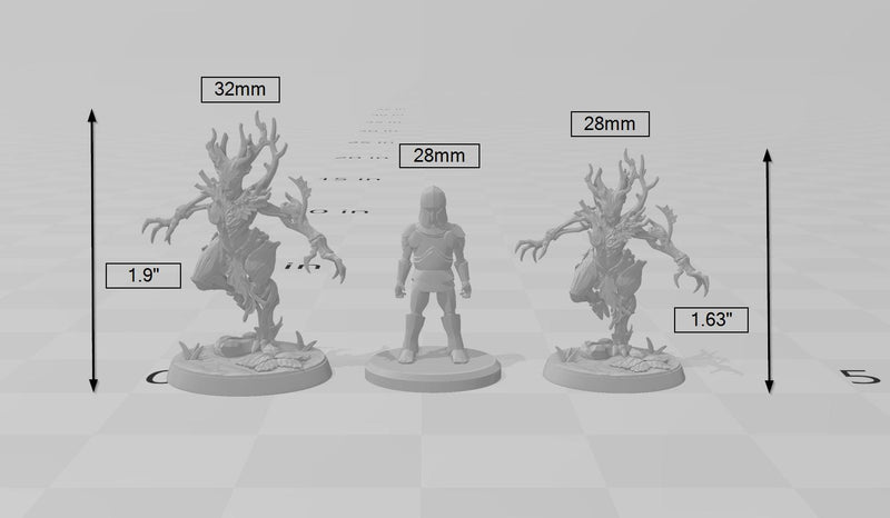 Barkwraith Spriggan B, Fighter, Monster, Fey, Dryad, Forest, Elven- High Quality Resin Printed 28mm 32mm Tabletop Miniature, Tough Figurine