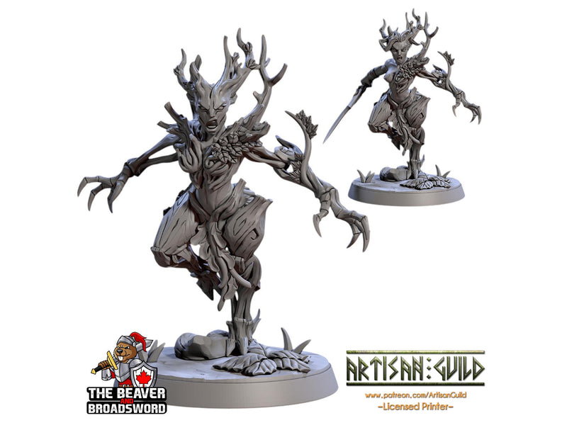 Barkwraith Spriggan B, Fighter, Monster, Fey, Dryad, Forest, Elven- High Quality Resin Printed 28mm 32mm Tabletop Miniature, Tough Figurine