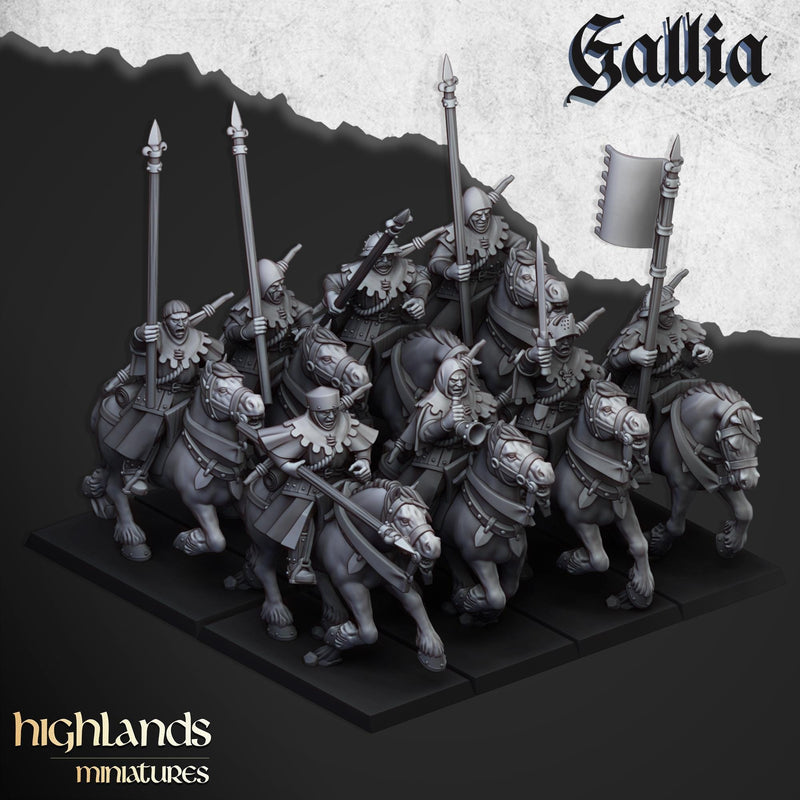Mounted Men at Arms mini set - 28/32mm Scale Premium Resin Models for Wargaming and RPG, DnD, Human, Gallia, Durable, High Quality Cavalry