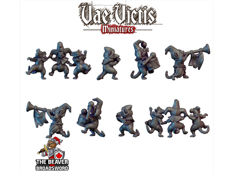 Rats Marching Band - Monster, Fey, Undead, DnD, Fantasy- High Quality Resin Printed 28mm 32mm Tabletop Miniatures, Tough Figurine