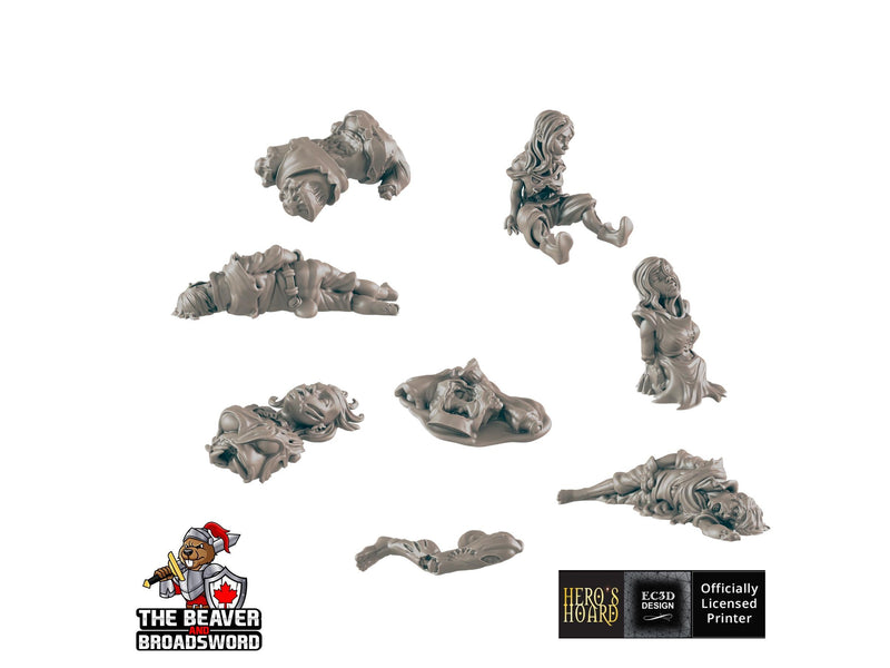 Corpses Part 2 | DnD Miniature, Premium Resin, Durable and Tough for your TTRPG and Wargaming! 32mm, 28mm, Corpse, Pile, Male, Female