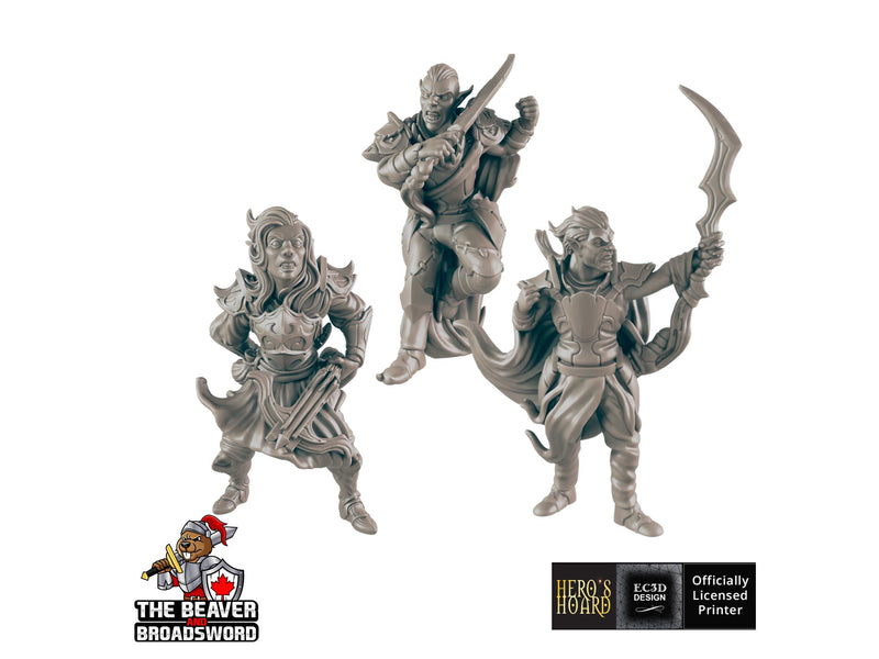 Dark Elf Set | DnD Miniature, Premium Resin, Durable and Tough for your TTRPG and Wargaming! 32mm, 28mm, Male, Drow, Fighter, Rogue