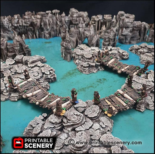 Rickety Bridges 6pc | Tabletop Terrain from Printable Scenery, Durable, High Quality, Dungeons & Dragons and TTRPG, Wargaming Scatter, Cave