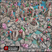 Crystal Grotto Walls | DnD Cave Scatter Terrain Rocks Dungeon Printable Scenery RPG Tabletop Mini Game Tiles 3D Printed TTRPG Pathfinder