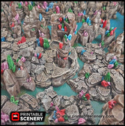 Crystal Tunnels Modular 11pc set | DnD Cave Scatter Terrain Rocks Dungeon Scenery RPG Tabletop Mini Game Tiles 3D Printed TTRPG Grotto