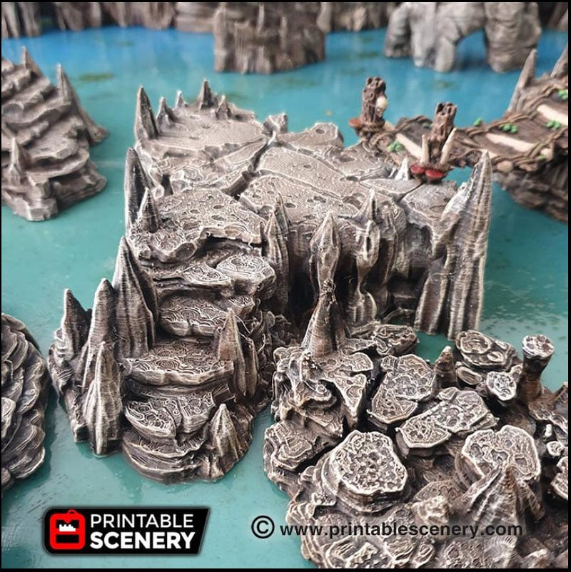 Raised Caverns | Cave themed Tabletop Terrain from Printable Scenery, Durable, High Quality, Dungeons & Dragons and TTRPG, Wargaming Scatter