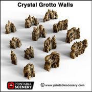 Crystal Grotto Walls | DnD Cave Scatter Terrain Rocks Dungeon Printable Scenery RPG Tabletop Mini Game Tiles 3D Printed TTRPG Pathfinder