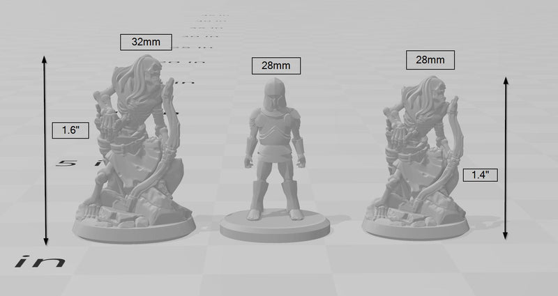 3 Skeleton Archer Miniature Pack - Arbiter Miniatures | DnD | Undead | Skeleton | Necromancer | 28mm 32mm | Pathfinder | Wargaming