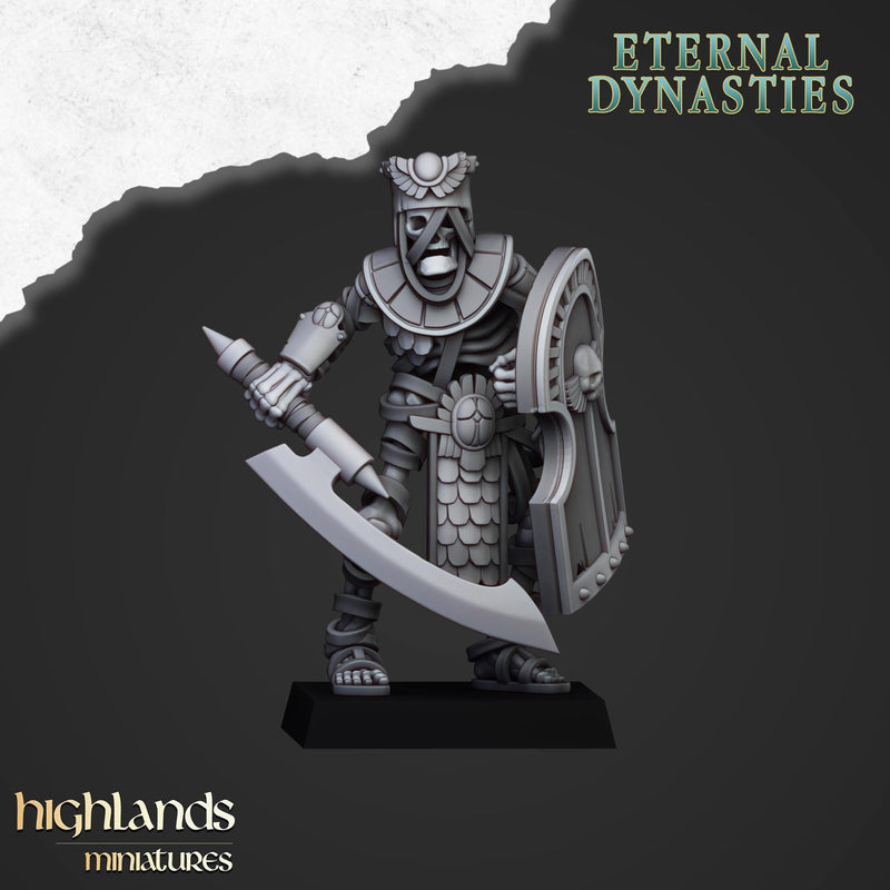 Ancient Skeletons Guard Unit - Highlands Miniatures Eternal Dynasty | Undead | Skeleton | Lich | Desert | Fantasy | Pathfinder | Wargaming