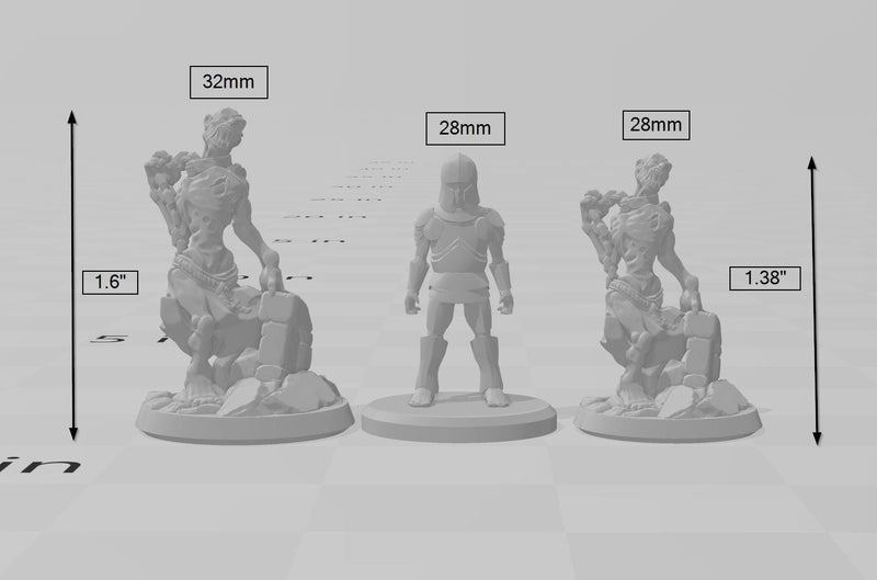 5 Zombie Miniature Pack - Arbiter Miniatures | DnD | Undead | Skeleton | Necromancer | Chef | 28mm 32mm | Pathfinder | Monster | Wargaming