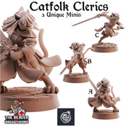 Catfolk Clerics mini set | DnD Miniature, Premium Resin, Durable and Tough for your TTRPG and Wargaming! 32mm, 28mm, Fighter, Paladin