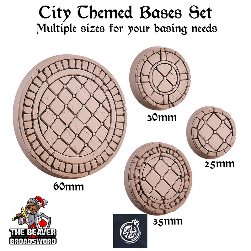 City themed bases set | DnD Miniature, Premium Resin, Durable and Tough for your TTRPG and Wargaming! 32mm, 28mm, base, basing, kitbash