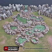 Grotto Pools 7pc set | DnD RPG and Warming Terrain, Durable and High quality. Perfect For Diorama and Models. Cavern, Cave, Goblin, Water